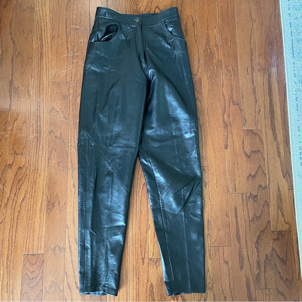 Firenze Santa Barbara Vintage Black Leather Pants